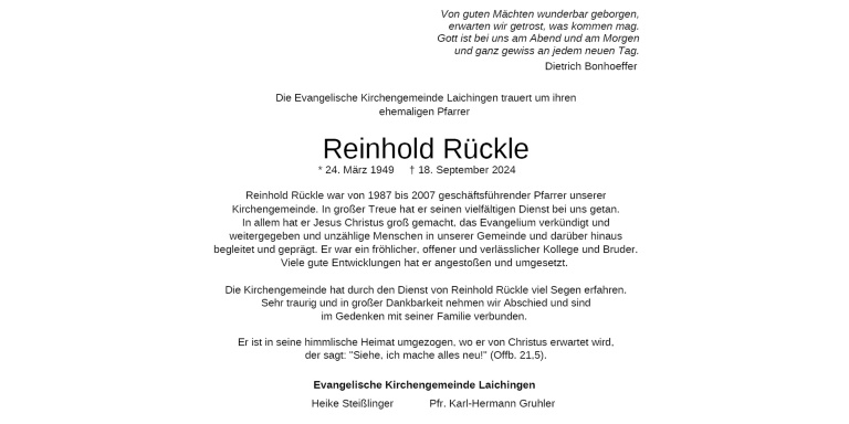 Abschied von Reinhold Rückle